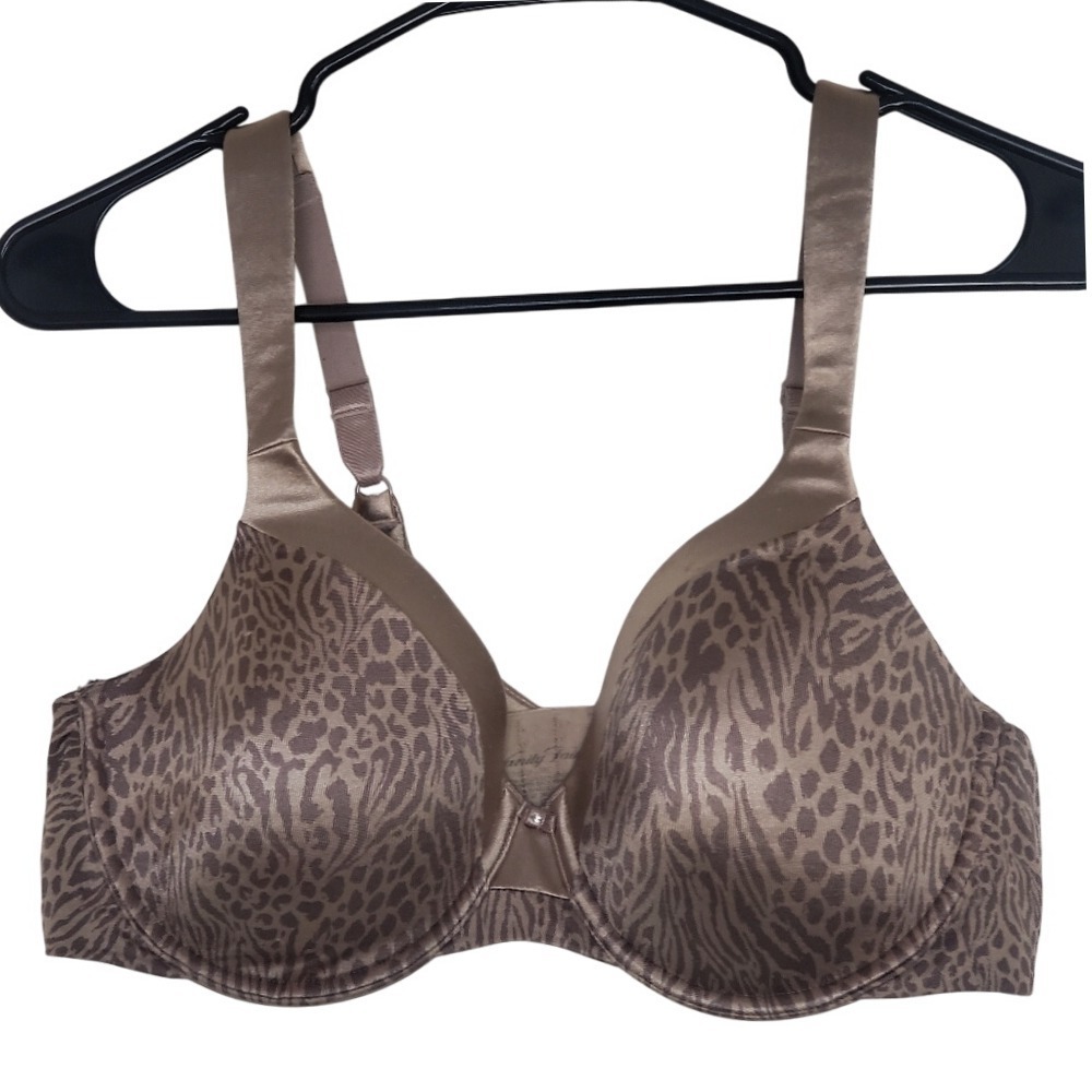Vanity Fair Full-Figure Smoothing Comfort Bra Tan Brown Animal Print Leopard 38C